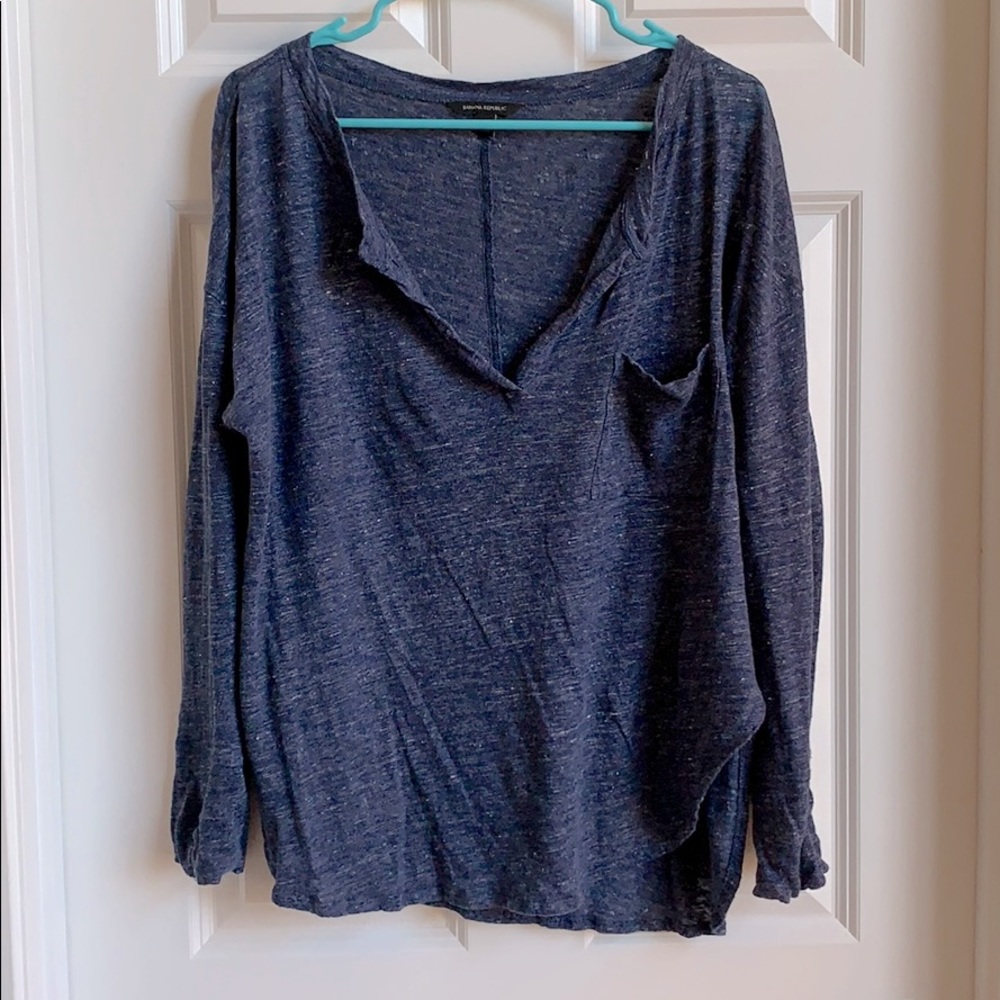 Linen long sleeve with pocket